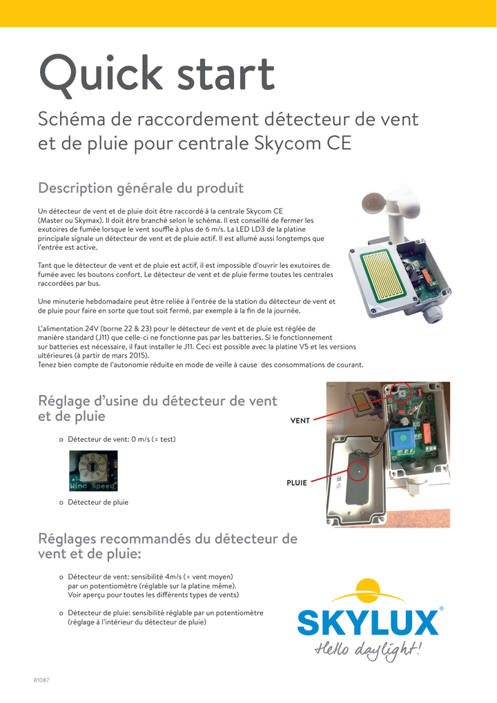 Skylux-Connection Diagrams Skycom Control Units-Wind & rain detector-French-5
