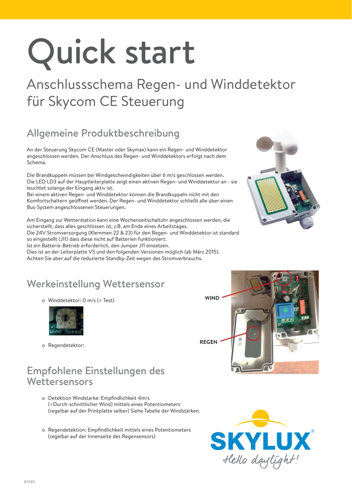 Skylux-Connection Diagrams Skycom Control Units-Wind & rain detector-German-6