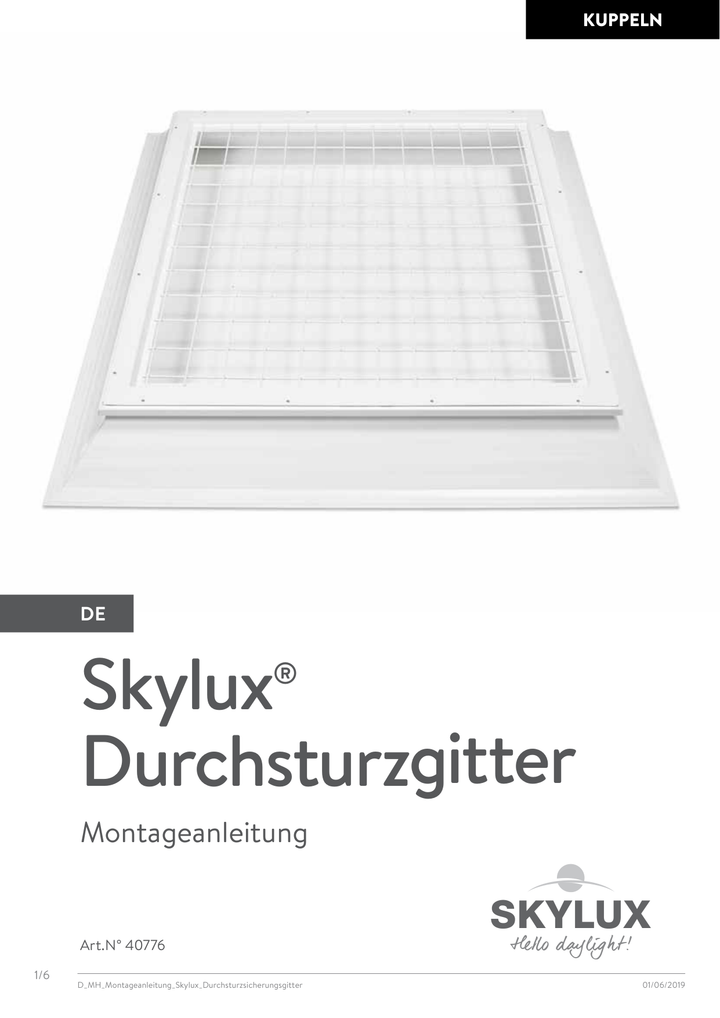 Skylux-Mounting Instructions Accessories-Fall-through safety grid-German-8