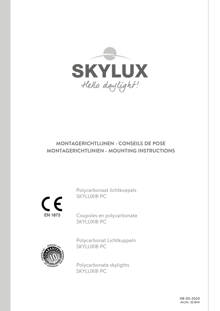 Skylux-Mounting Instructions Skylights-Polycarbonate (250 times more impact-resistant than glass)-German-7