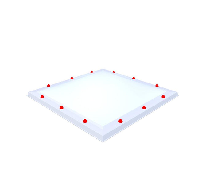 Skylux-Skylight 100x100 cm-Single-walled (least insulating - 5.17 W/m²K)-Polycarbonate (250 times more impact-resistant than glass)-Heat-reflective * opal & non transparent-5