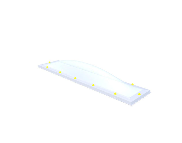 Skylux-Skylight 40x220 cm-Single-walled (least insulating - 5.17 W/m²K)-Acrylic (10 times more impact-resistant than glass)-Opal * (milk glass) non transparent-3