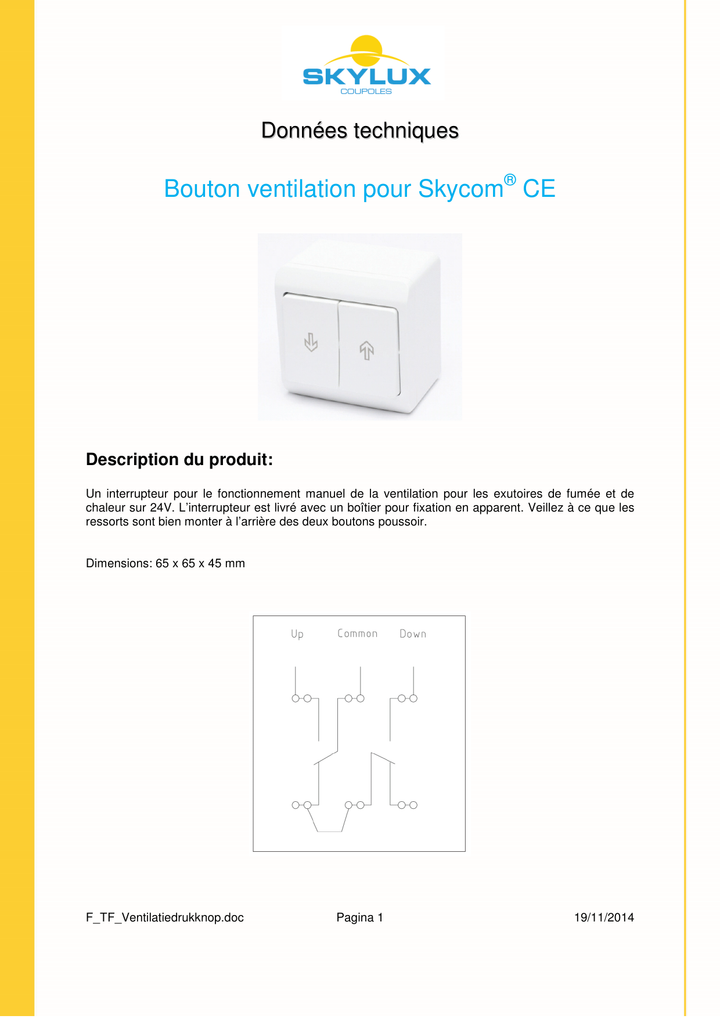 Skylux-Technical File Switches, Buttons & Detectors-Ventilation push button-French-3