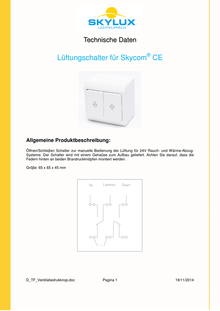 Skylux-Technical File Switches, Buttons & Detectors-Ventilation push button-German-4